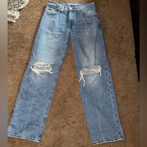 Levi's Light Blue Straight Jeans with Distressed Details